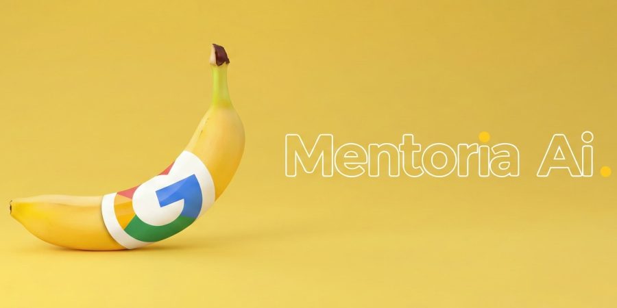 Banana com logo do Google.